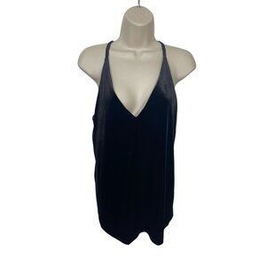 H&M Women's Size Medium Black Velvet V-Neck Blouse